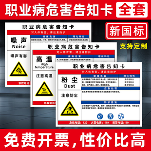职业卫生职业病危害告知卡警示标识粉尘高温噪声健康风C险有限空