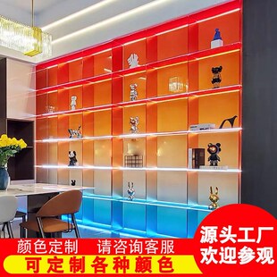 亚克力透明鞋包展示架带led灯服装柜多层酒柜商用陈列收纳渐变色