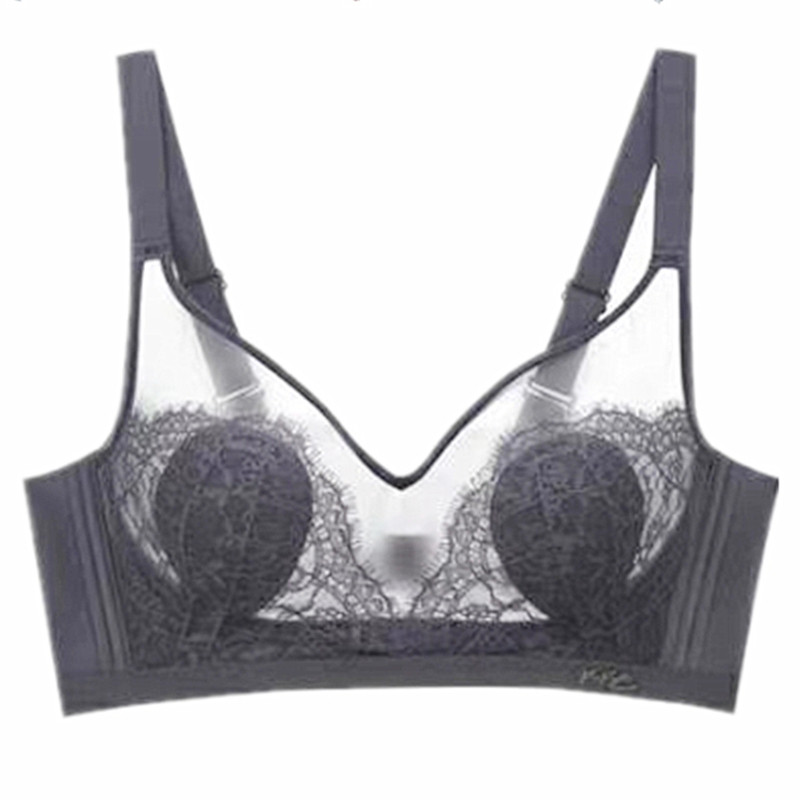 内衣女无钢圈薄款聚拢无痕收副乳无海绵大胸显小文胸蕾丝超薄胸罩