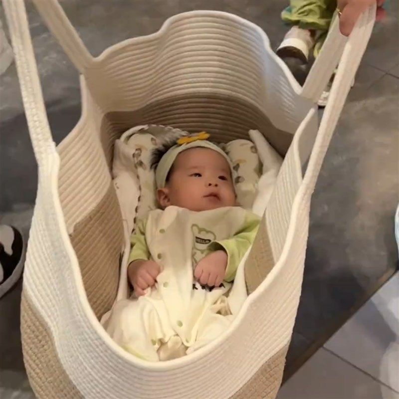 婴儿提篮外出便携式车载可平躺手提编织哄睡摇篮安V全感睡篮婴儿