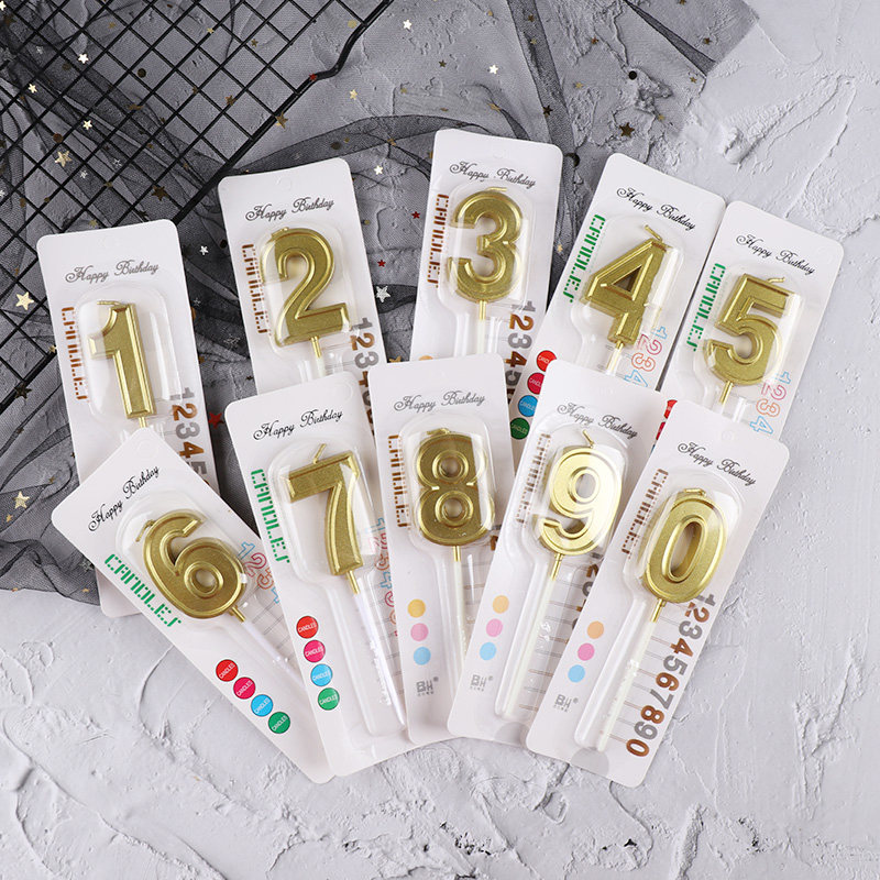金色数字蜡烛精品宝m宝生日蛋糕蜡烛0-9无烟大号盒装蜡烛独立包装