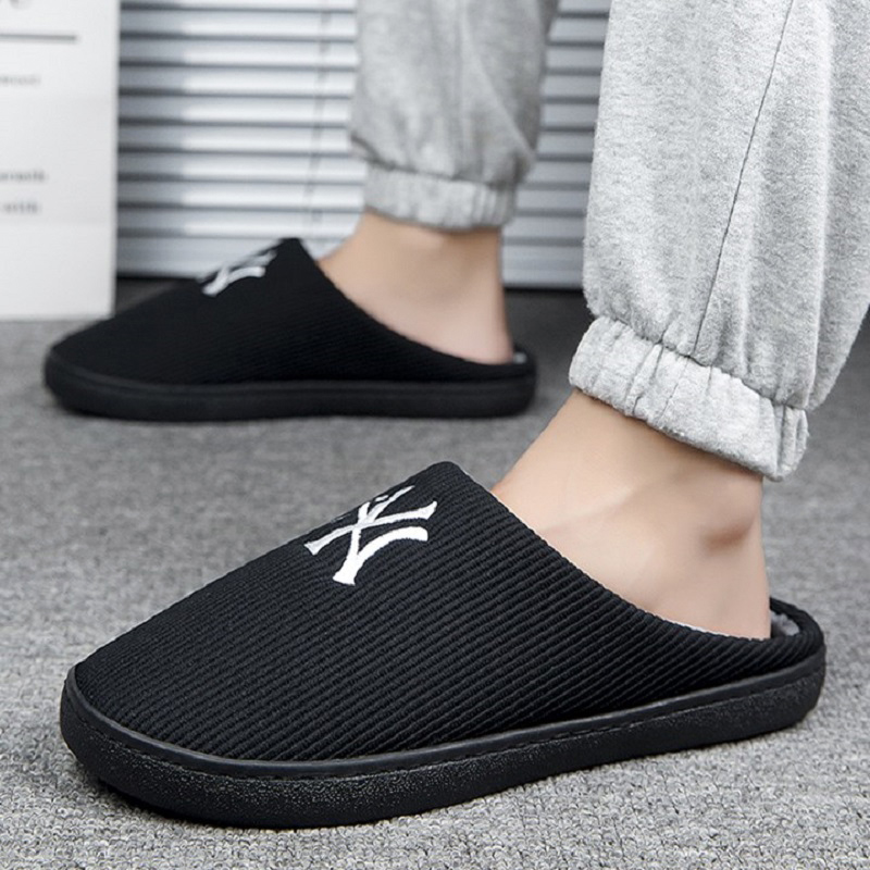 冬季棉拖鞋d男大码46保暖47洋基队情侣家用室内防滑居家厚底棉鞋