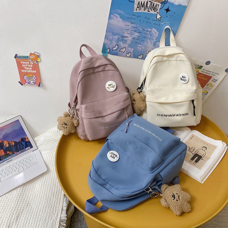 小型双肩包帆布男女小号书包大学生简约纯色背包迷你轻便小巧旅游