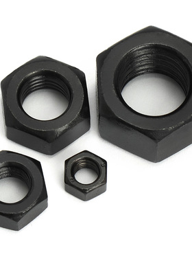 8.8级高强度黑色细牙六角螺母M8M10M12-M42M45M80*1/1.25/1.5-4mm