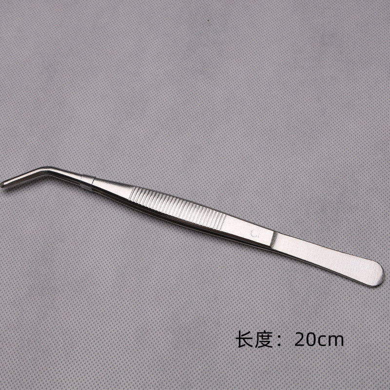 不锈钢镊子圆头带齿敷料镊子加厚加硬12.5/14/16/18/20/25/30CM