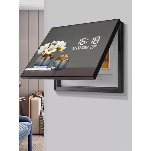 现代简约电表箱装饰画电子时钟餐厅花卉挂画配电箱遮挡箱创意钟表