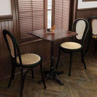 复古咖啡厅桌椅组合实木奶茶咖啡店桌子商用西餐厅甜品烘焙店方桌