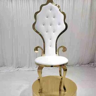 不锈钢金色高背新郎新娘主人椅子婚礼宴会派对用扶手椅子厂家直销