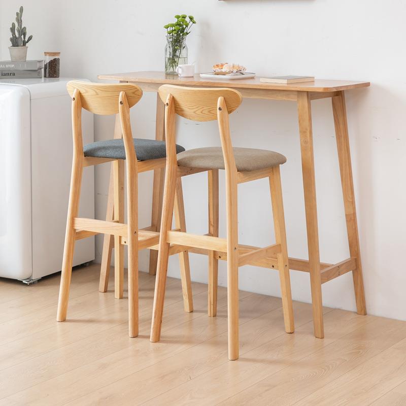 吧台桌家用全实木高脚桌椅组合现代简约奶茶店窄桌靠墙隔断长条桌