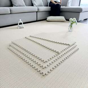 大块棉麻拼接地垫地毯卧室奶油风客厅地板块儿童爬爬垫60*60cm