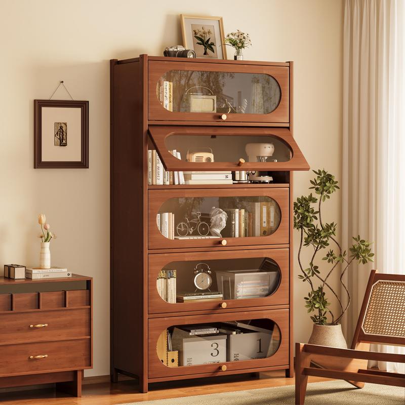 书架置物架落地客厅简易储物柜子靠墙卧室展示柜带门收纳防尘书柜