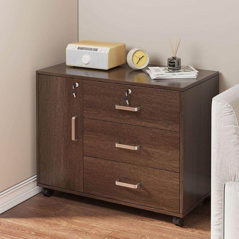 文件柜办公室小柜子现代带锁抽屉柜移动收纳柜带轮桌下矮柜储奥跃