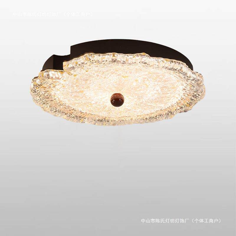 楚岸照明中古风冰晶树脂荷叶吸顶灯卧室灯意式全光谱护眼儿童房灯