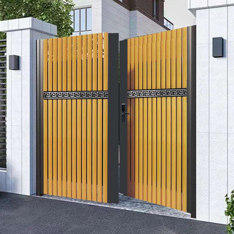 简约别墅庭院门户外庭院门小区花园门木门子母门农村自建房双开门