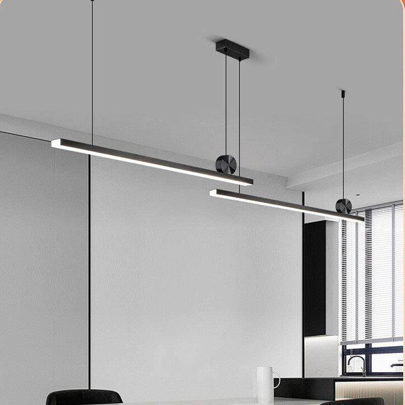 铝材餐厅吊灯现代简约创意一字led长条设计师饭厅岛台吧台餐桌灯
