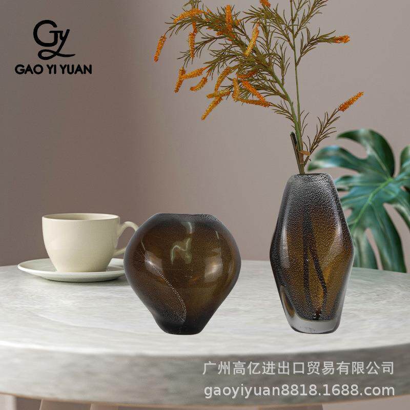 时尚简约北欧水晶玻璃半透明花瓶装饰摆件 家居客厅卧室阳台插花