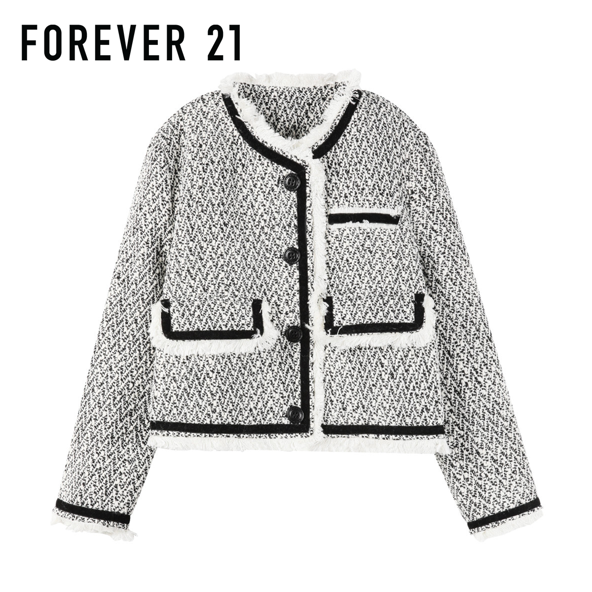 FOREVER21小香风粗花呢短款