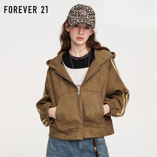 25新款 FOREVER 复古连帽棒球服外套女秋季 永远21美式 休闲上衣