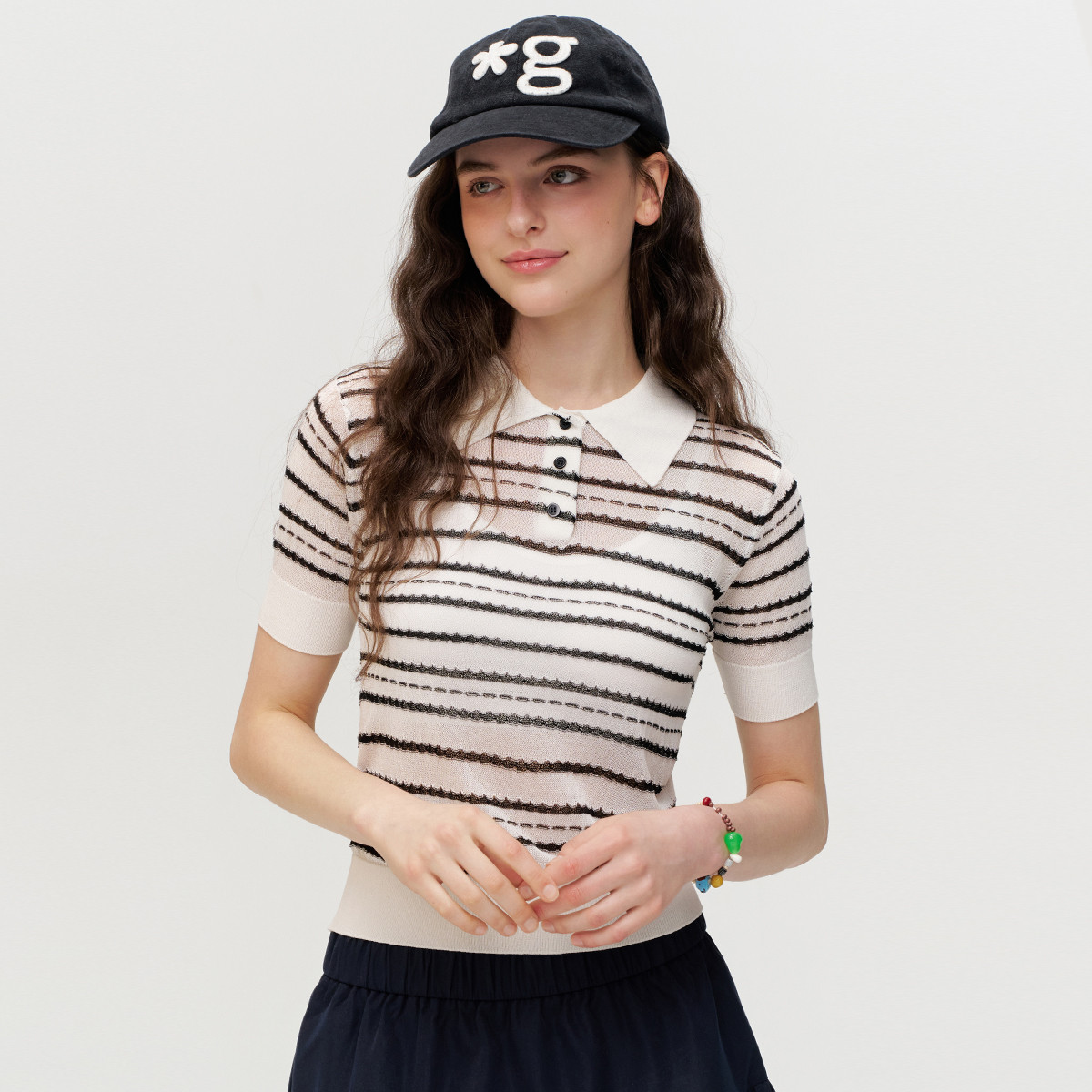 POLO翻领针织衫女短袖T恤