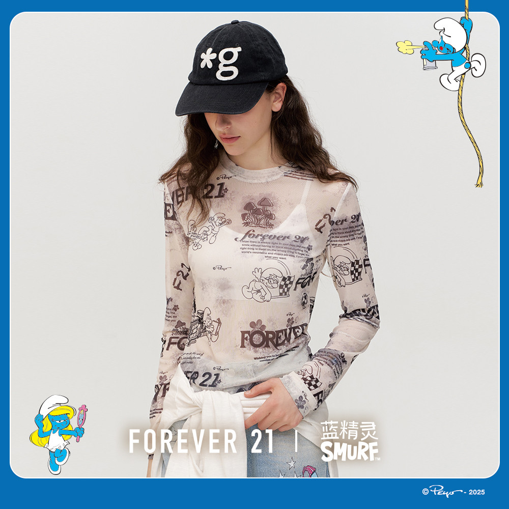 25年新款卡通蓝精灵手绘印花T恤