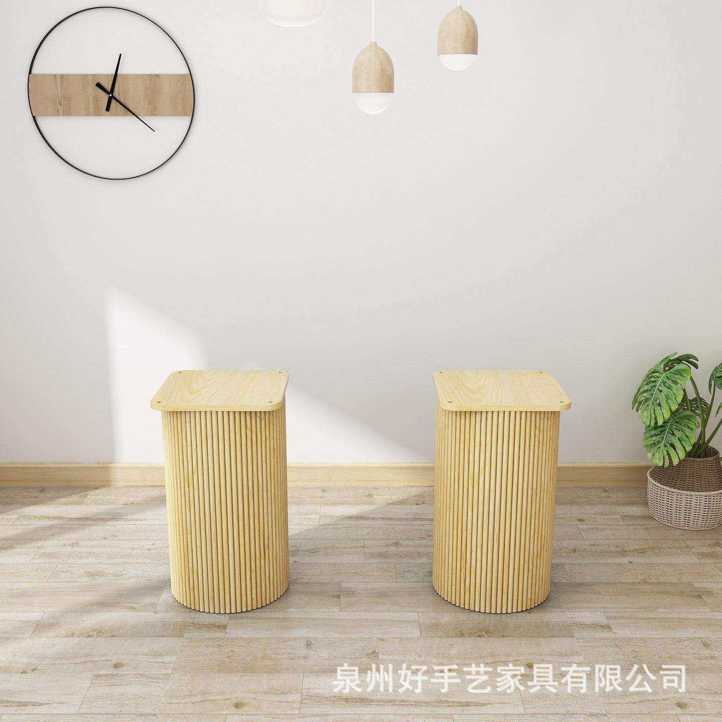 罗马柱实木半圆柱桌腿线条木条莱洛餐桌底座支架欧式简约办公桌脚
