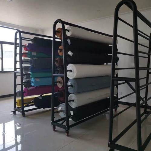 黑色纺织面料展示架中岛架A型架面料色卡移动样布架桌布架皮革架