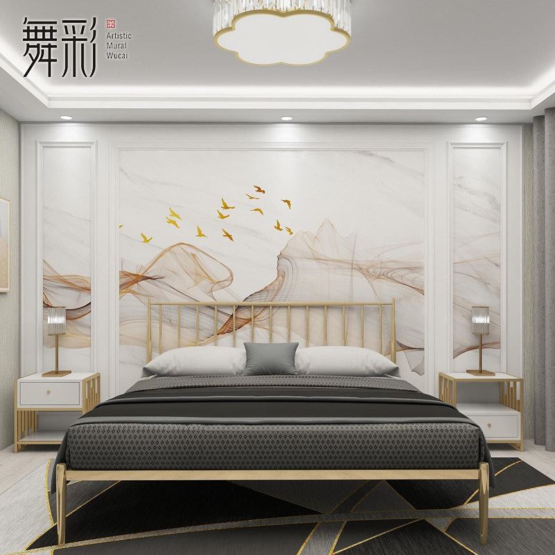 客厅壁纸现代简约时尚线条大气电视背景墙墙布沙发影视墙装饰壁画