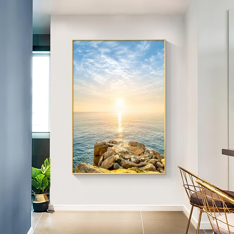入户玄幻装饰画玄关画大海风景简约走廊尽头挂画现代过道壁画客厅