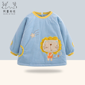 秋冬纯棉宝宝棉衣婴幼儿吃饭衣加厚夹棉男童外穿R棉服儿童反穿罩