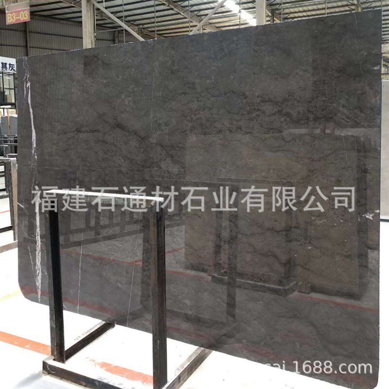 新中式大理石电视墙 奢豪灰天然大理石飘窗台面板材