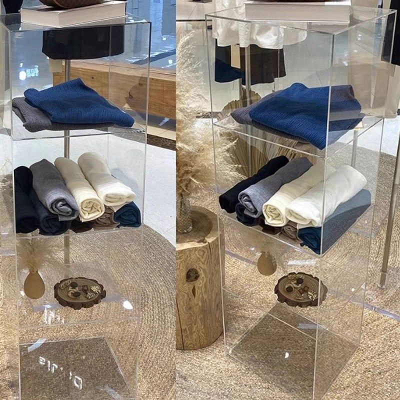 亚克力收纳透明展示柜服装店鞋子包包饰品多层展示架置物陈列货架