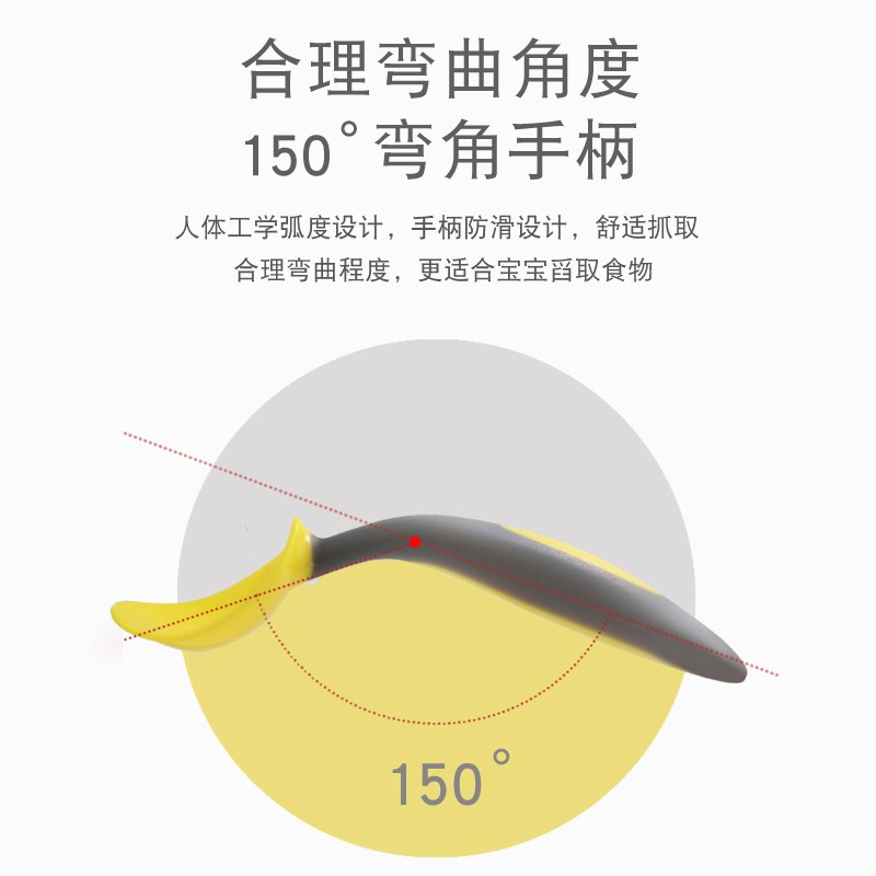 婴儿勺子宝宝学习吃饭训练勺儿童餐具弯头勺软学吃饭大小勺