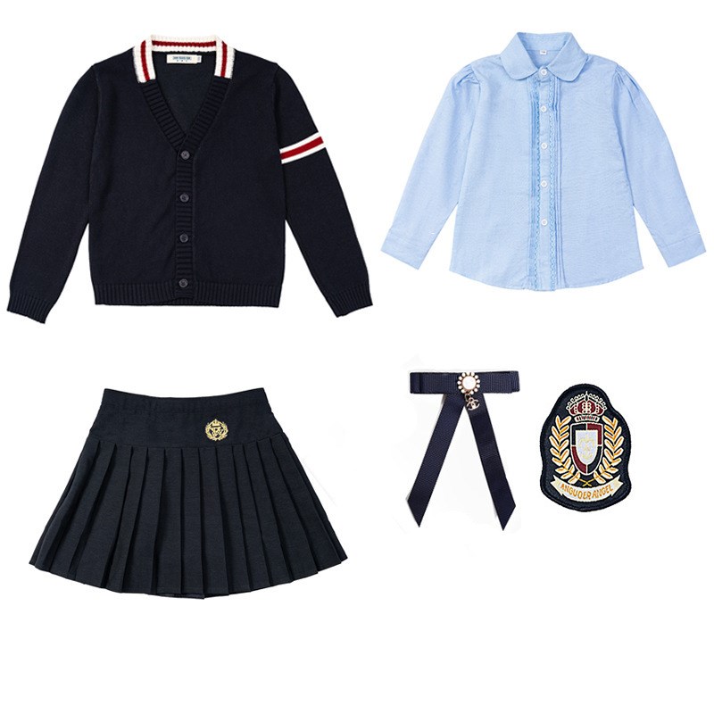 中学生校服春秋幼儿园园服开衫三件套小学生班服儿童英伦毛衣套装