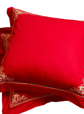 大红色靠垫枕套 刺绣抱枕45*45一对60*60CM结婚床上用品婚庆