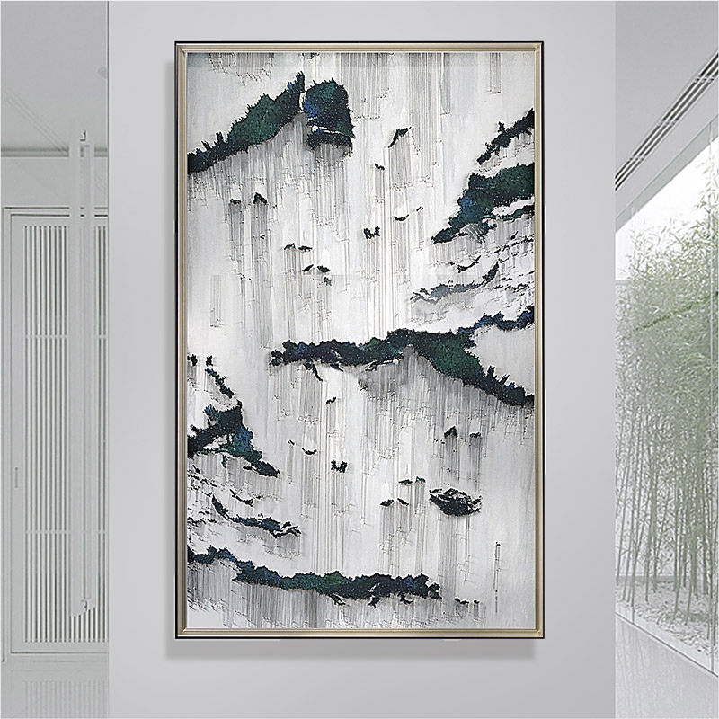 银丝线立体艺术画客厅装饰画酒店软装背景墙玄关圆形竖版现代挂画