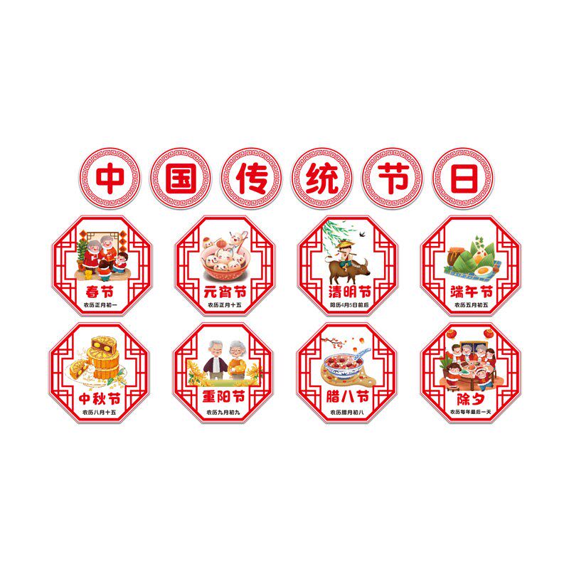 幼儿园环创主题墙面装饰成品中国传统节日文化墙贴画走廊教室布置