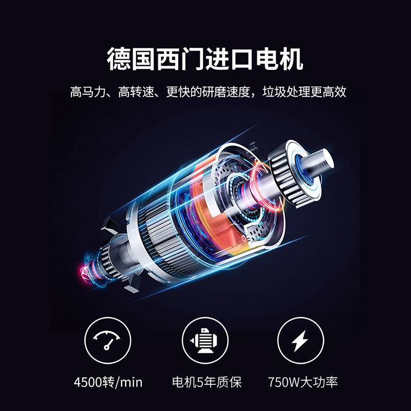 【厨余垃圾处理器】750W厨房食B物垃圾处理器家用厨余垃圾粉碎机