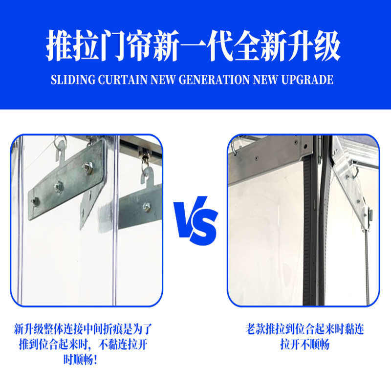 新款滑动折叠磁性自吸软门帘塑料透明PVC材质防风推拉帘轨道帘