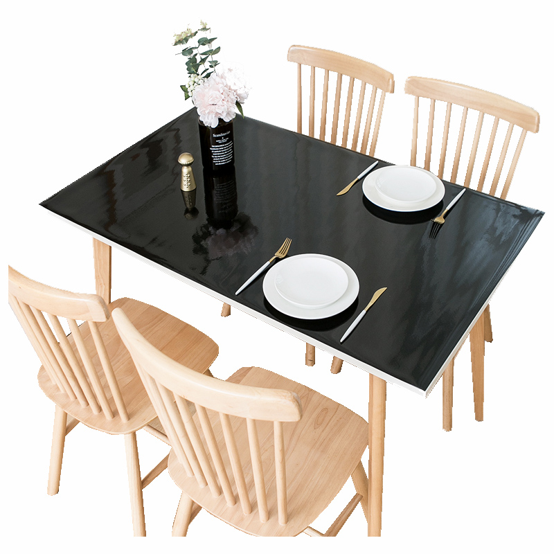 纯黑色PVC防水桌布软玻璃桌垫防油免洗塑料茶几桌垫简约现代台布
