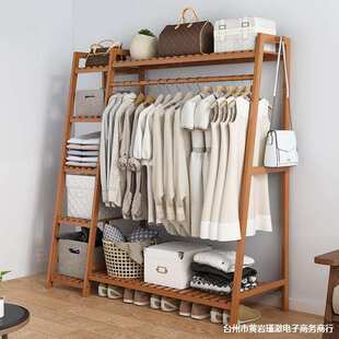 落地衣架家用实木多功能简易竹置物收纳架子挂衣卧室宿舍衣柜室内