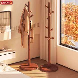 简易实木衣架加粗轻奢挂衣架落地可移动收纳晾衣架结实耐用衣帽架