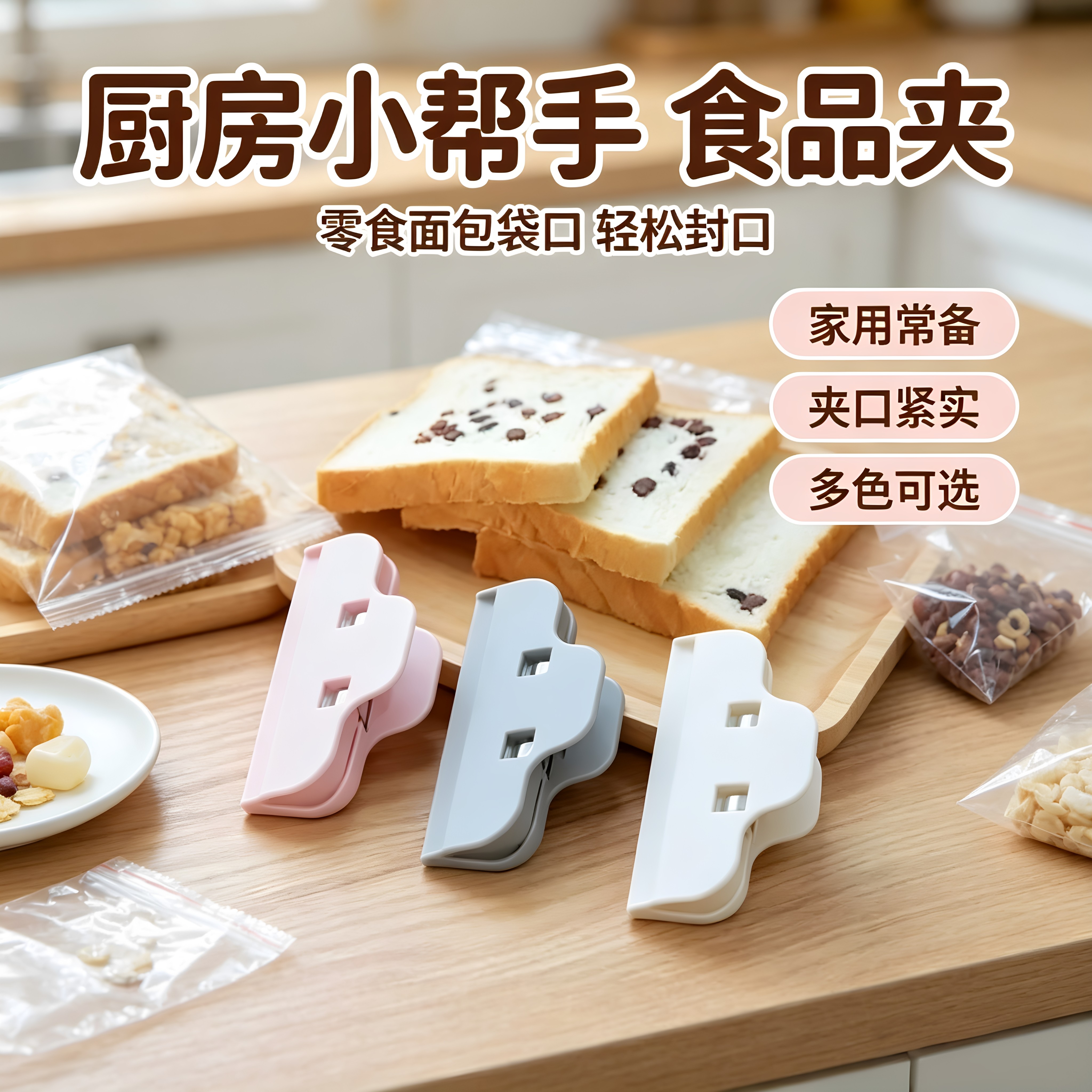 封口夹厨房零食小夹子家用食品密封夹取用方便食物茶叶防尘防潮