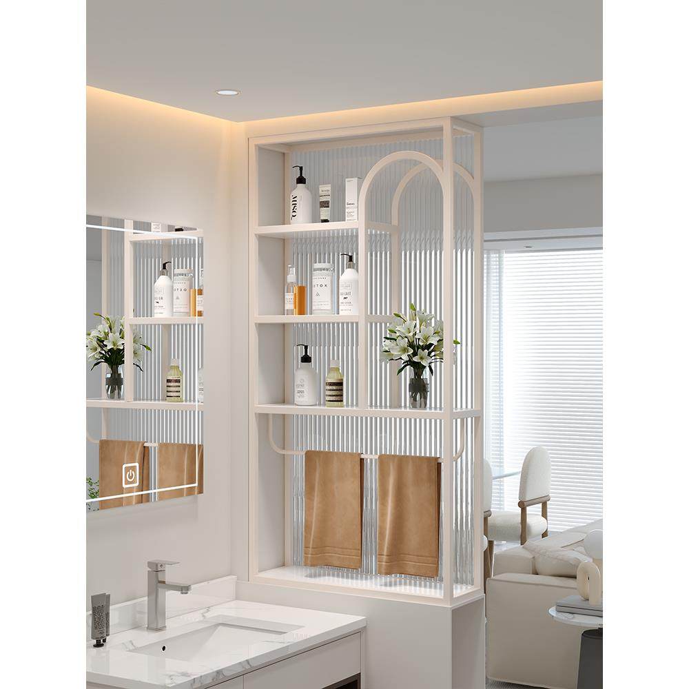 现代奶油风卫生间干湿分离客厅洗漱台置物架简约轻奢半墙隔断屏风,电子元器件市场,其它元器件,淘宝优惠券,粉丝福利购,淘宝优惠卷