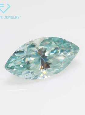 马眼蓝绿色莫桑钻裸石 浅海蓝莫桑石VVS净度3EX切工原色莫桑钻GRA