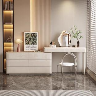 七号公寓奶油风梳妆台2024新款卧室简约现代收纳柜化妆桌斗柜一体