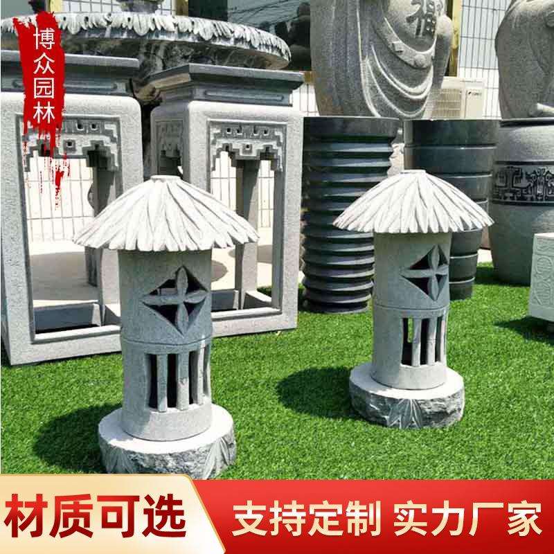 花岗岩太阳能石灯大理石仿古做旧青石石灯别墅园林庭院石灯摆件