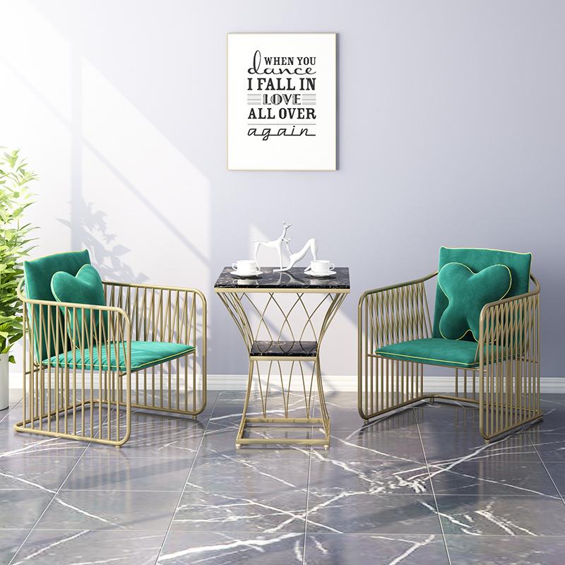 简约客厅茶几 轻奢阳台卧室小桌子 铁艺圆几 北欧大理石沙发边几