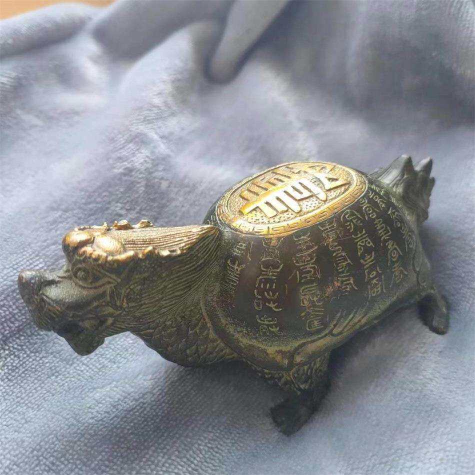 铜金钱龙龟摆件办公室摆件青铜色龙龟家居工艺品摆件