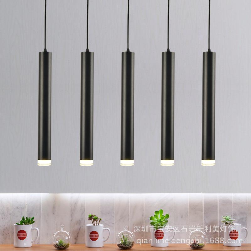 现代简约个性直筒吊灯创意吧台时尚餐厅服装店咖啡厅单头LED吊灯