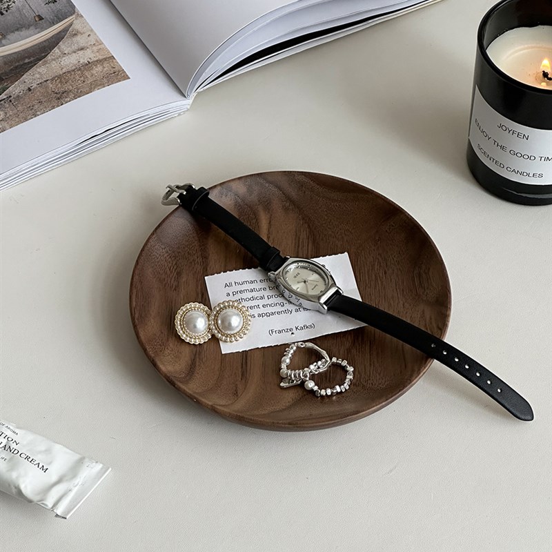 实木首饰盘香薰托盘装饰摆件轻奢高级感拍照道具桌W面杂物收纳盘